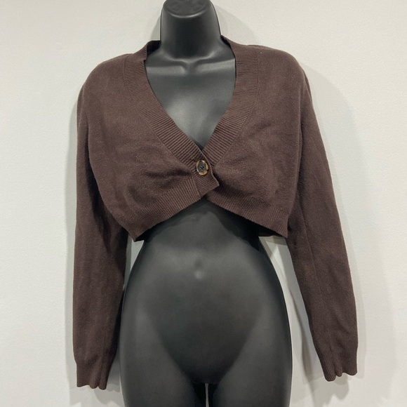 Cropped chocolate cardigan sweater - Picture 7 of 7